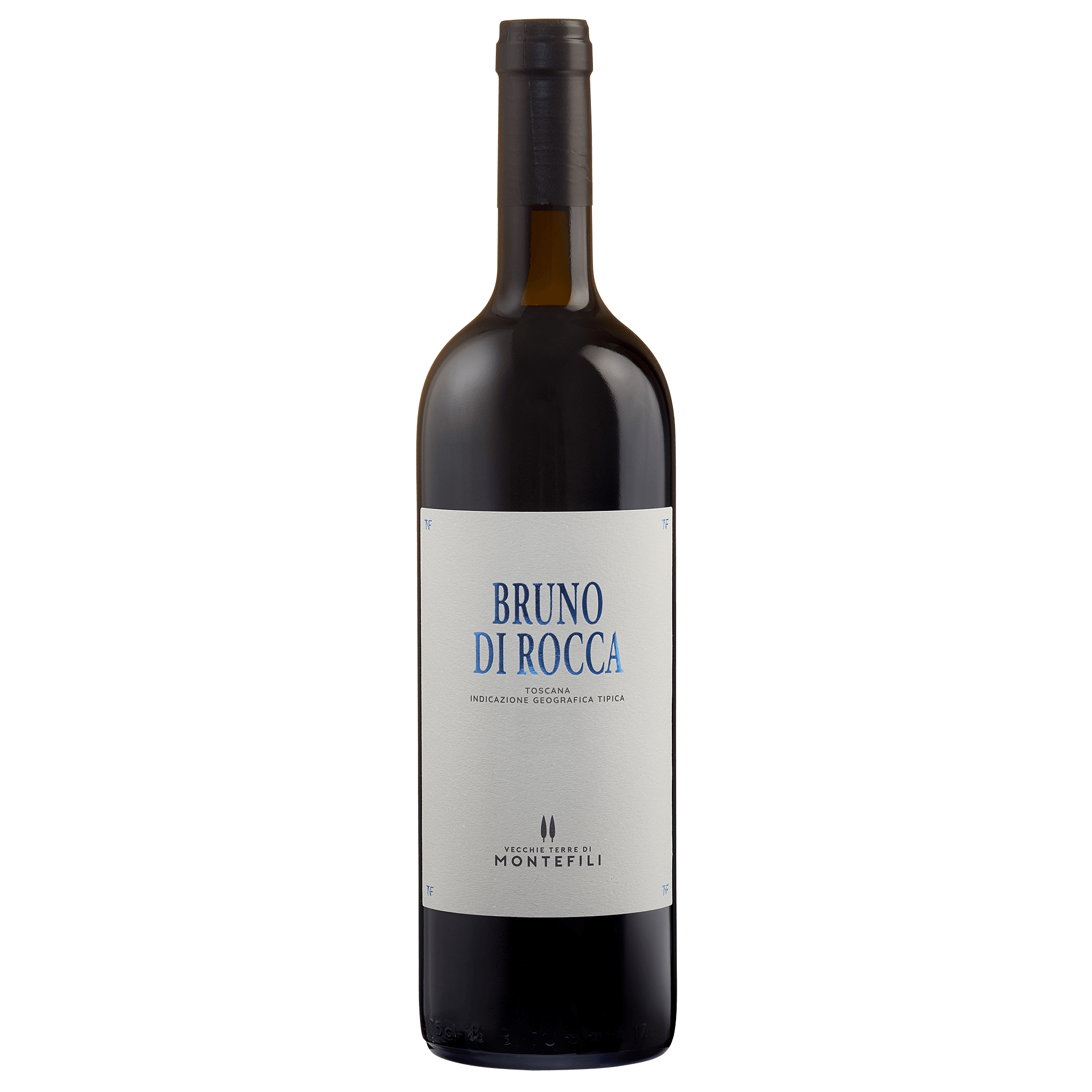 Vecchie Terre di Montefili Bruno Di Rocca Wine bottle on a transparent background