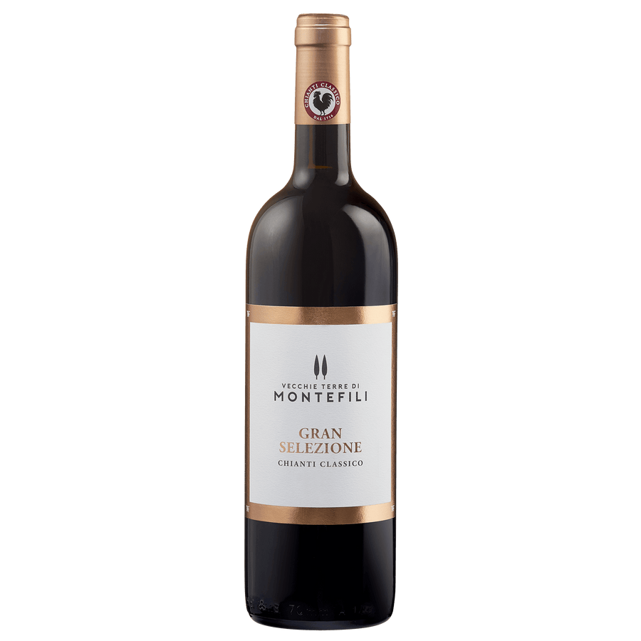 Vecchie Terre di Montefili Gran Selezione Wine bottle on a transparent background